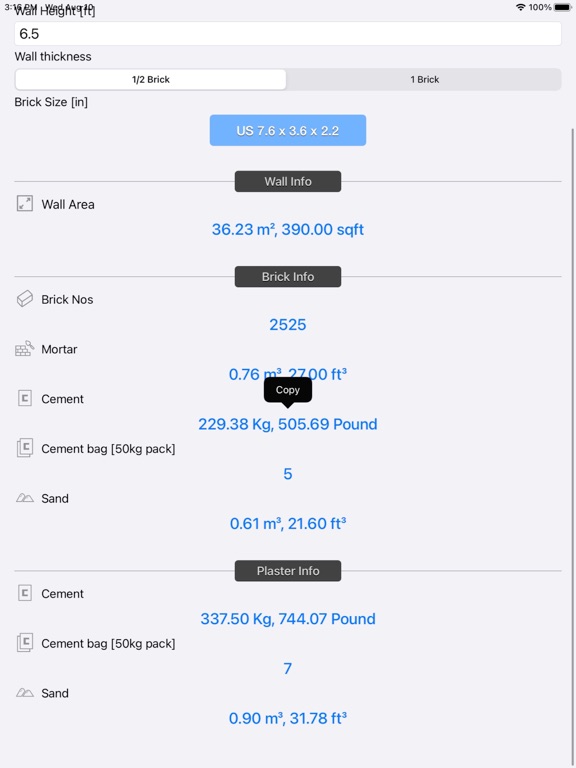 Brick_and_Plaster_Calculator iPadOS App Screenshot 4
