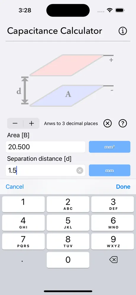 Capacitance_Calculator iOS App Screenshot 3