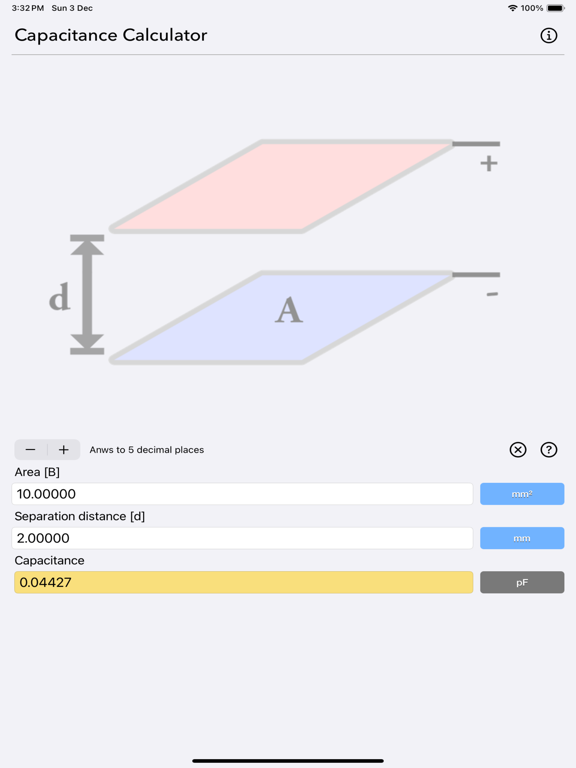 Capacitance_Calculator iPadOS App Screenshot 4