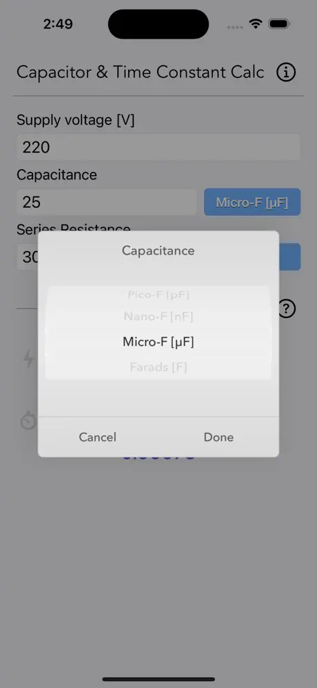 Capacitor_Calculator iOS App Screenshot 2