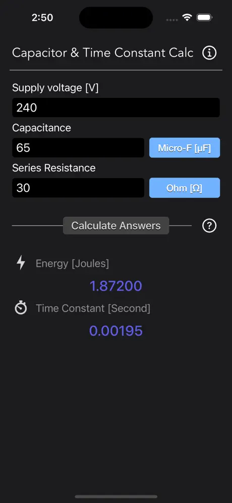 Capacitor_Calculator iOS App Screenshot 6
