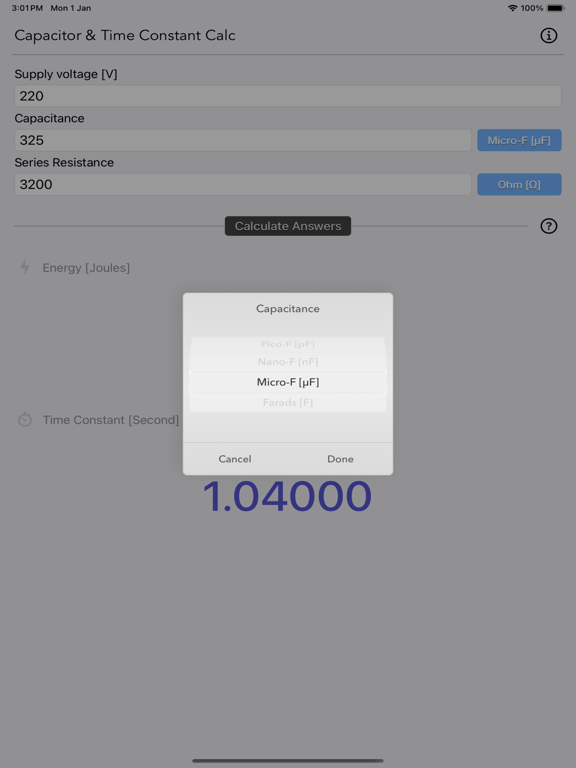 Capacitor_Calculator iPadOS App Screenshot 2
