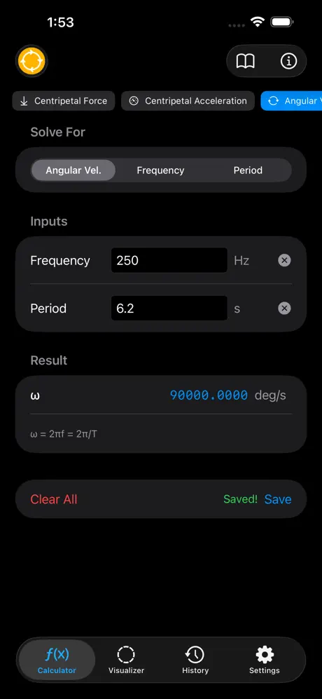 Circular_Motion_Calculator iOS App Screenshot 6