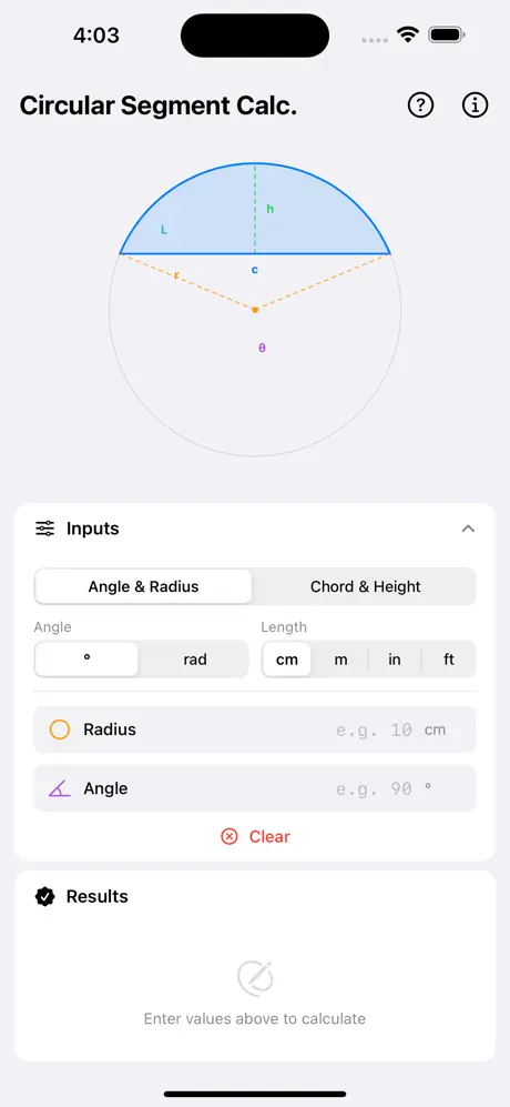 Circular_Segment_Calculator iOS App Screenshot 5