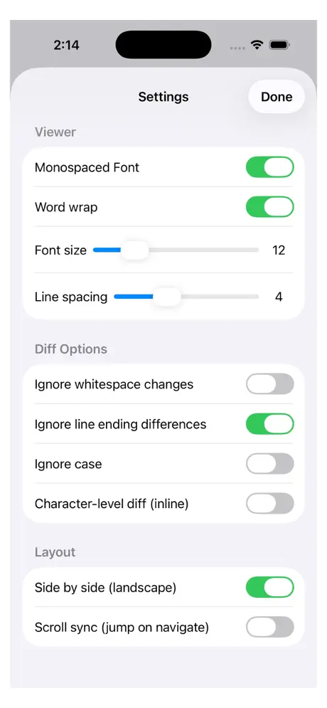 CodeDiff iOS App Screenshot 2