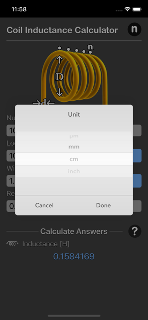 Coil Inductance Calculator iOS App for iPhone and iPad