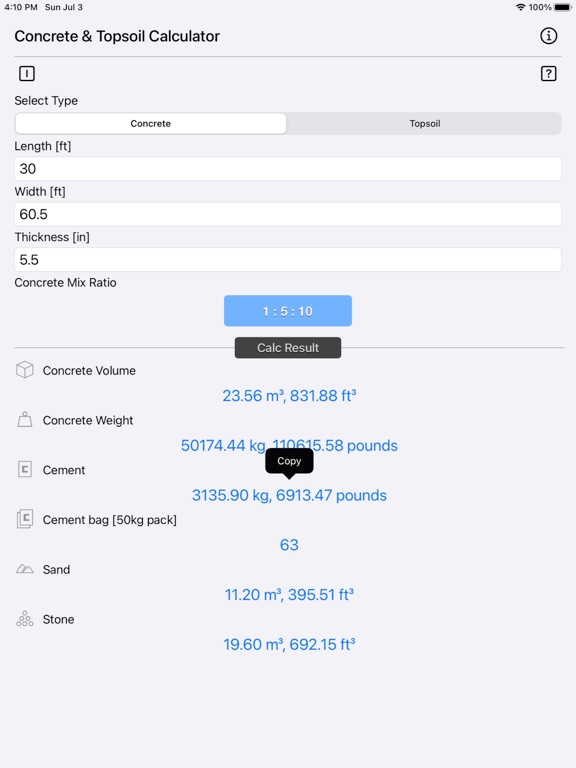 Concrete_and_Topsoil_Calculator iPadOS App Screenshot 10