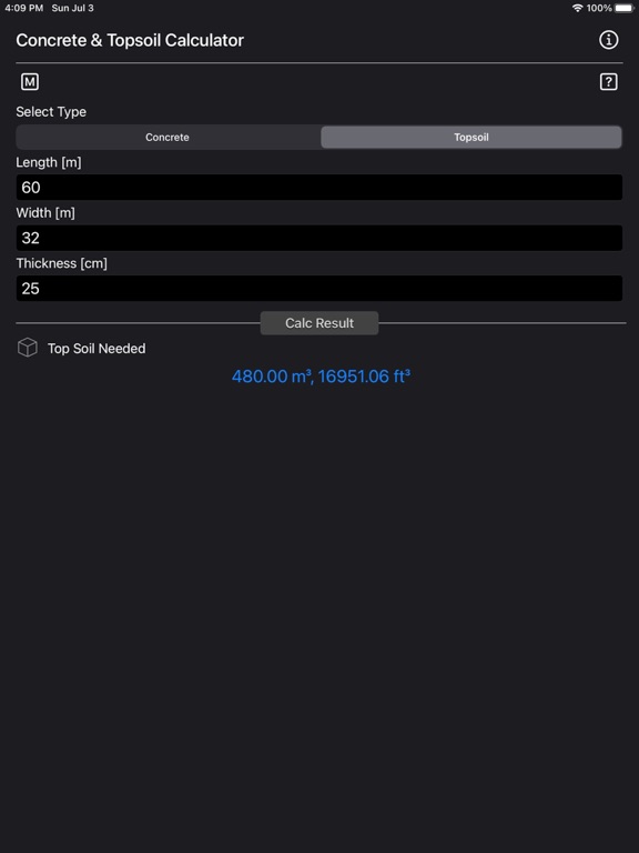 Concrete_and_Topsoil_Calculator iPadOS App Screenshot 5