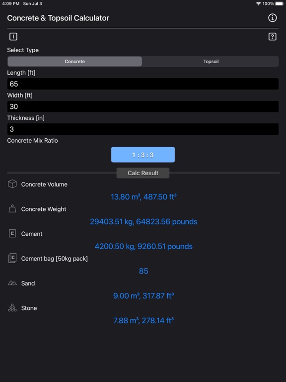 Concrete_and_Topsoil_Calculator iPadOS App Screenshot 7
