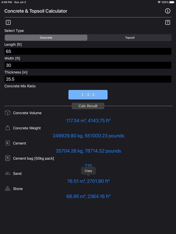 Concrete_and_Topsoil_Calculator iPadOS App Screenshot 8