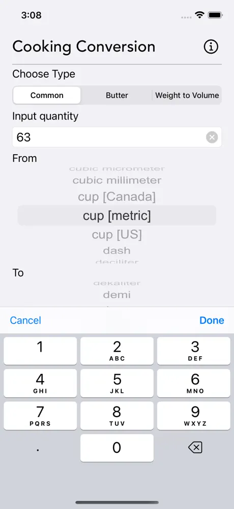 Cooking_Conversion iOS App Screenshot 3