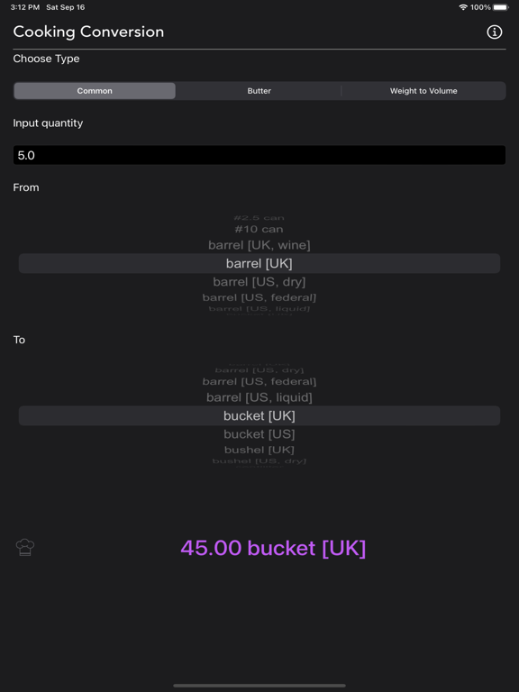 Cooking_Conversion iPadOS App Screenshot 1