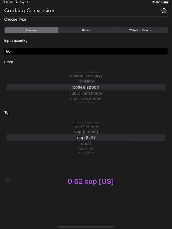 Cooking_Conversion iPadOS App Screenshot 2