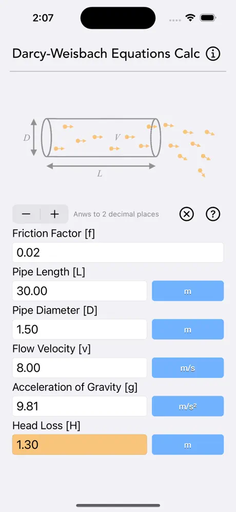 Darcy_Weisbach_Equations_Calc iOS App Screenshot 1