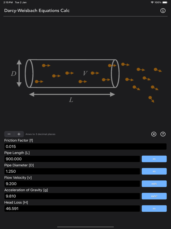 Darcy_Weisbach_Equations_Calc iPadOS App Screenshot 10
