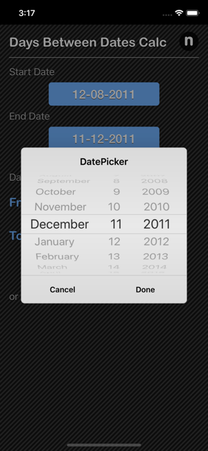 Days Between Dates Calculator iOS App for iPhone and iPad