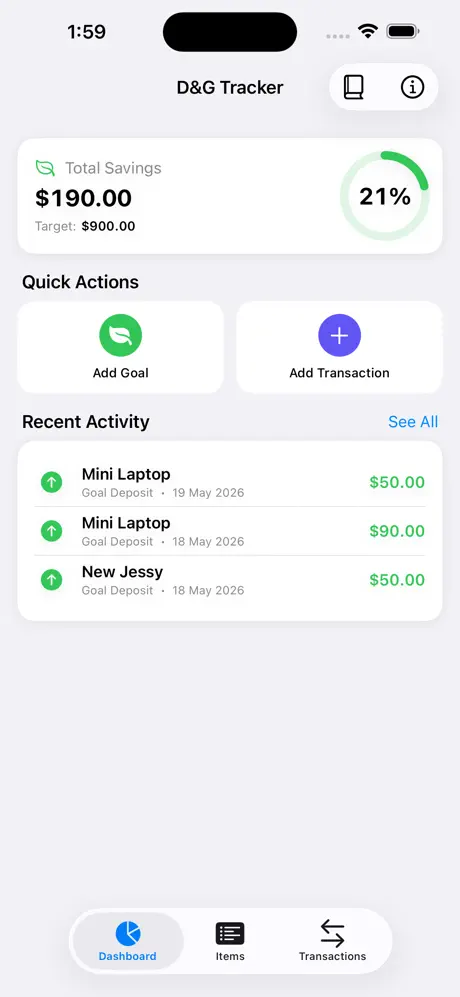 Debt_and_Goal_Tracker iOS App Screenshot 2
