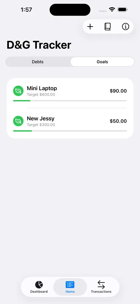 Debt_and_Goal_Tracker iOS App Screenshot 3