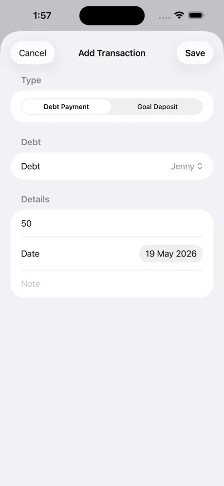 Debt_and_Goal_Tracker iOS App Screenshot 4