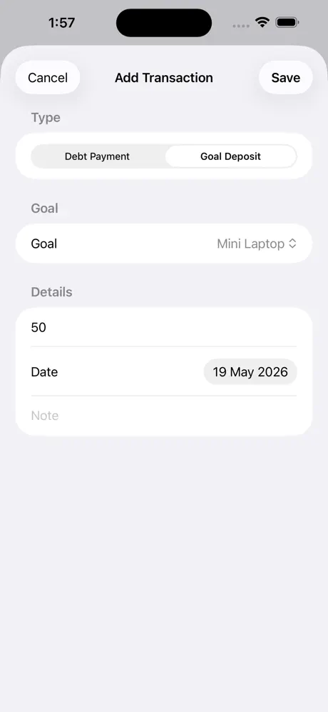 Debt_and_Goal_Tracker iOS App Screenshot 5