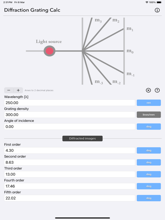 Diffraction_Grating_Calculator iPadOS App Screenshot 10