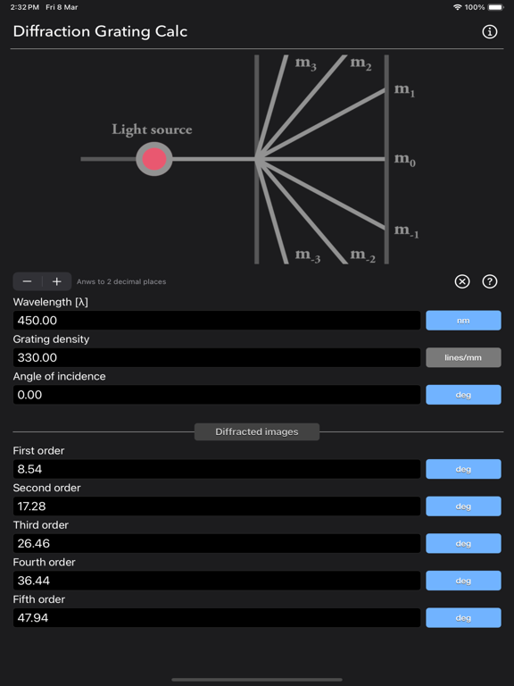 Diffraction_Grating_Calculator iPadOS App Screenshot 5