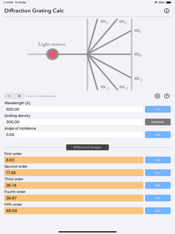 Diffraction_Grating_Calculator iPadOS App Screenshot 6
