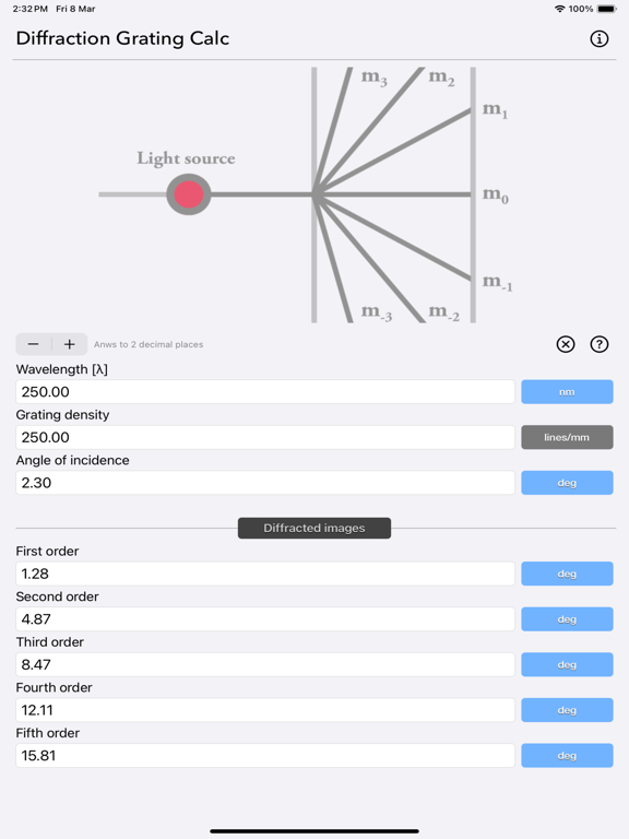 Diffraction_Grating_Calculator iPadOS App Screenshot 7