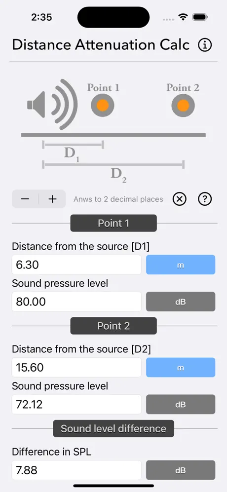 Distance_Attenuation_Calc iOS App Screenshot 4