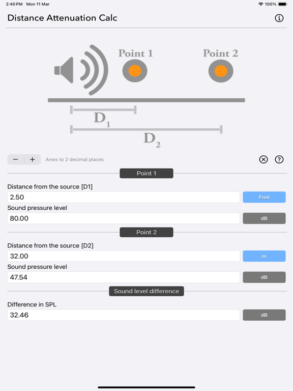 Distance_Attenuation_Calc iPadOS App Screenshot 4