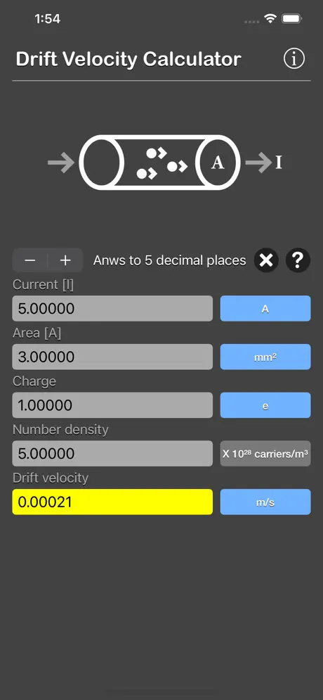 Drift_Velocity_Calculator iOS App Screenshot 1