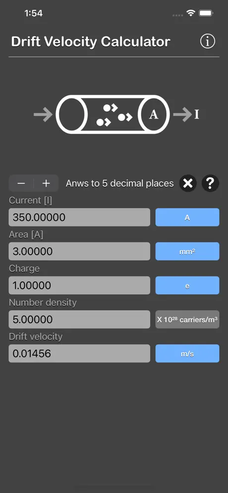 Drift_Velocity_Calculator iOS App Screenshot 2