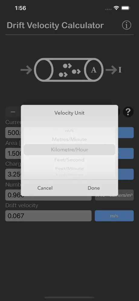 Drift_Velocity_Calculator iOS App Screenshot 6