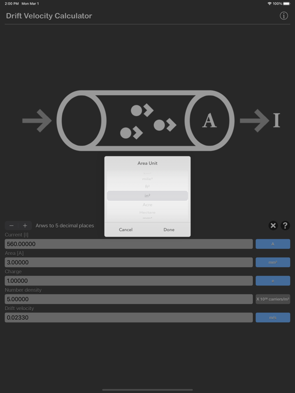 Drift_Velocity_Calculator iPadOS App Screenshot 5