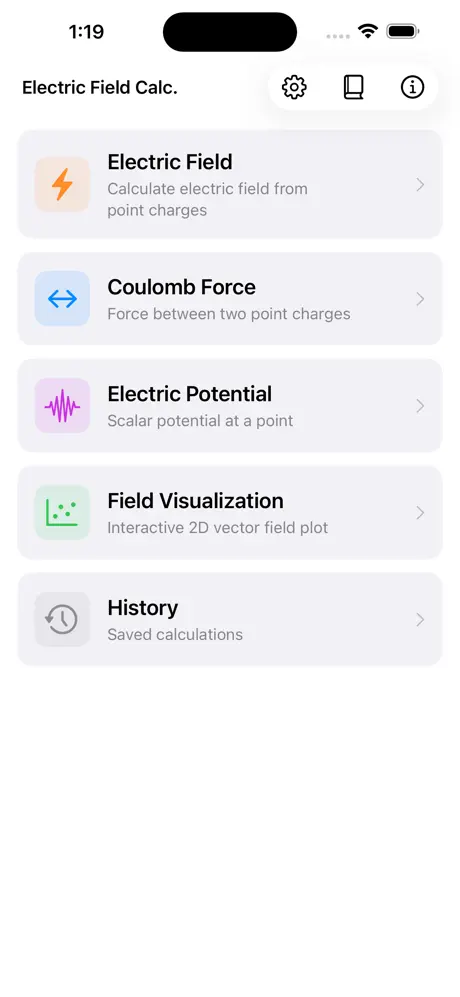 Electric_Field_Calculator iOS App Screenshot 1