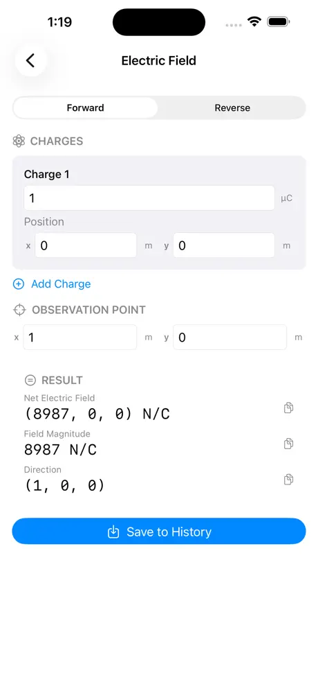 Electric_Field_Calculator iOS App Screenshot 2