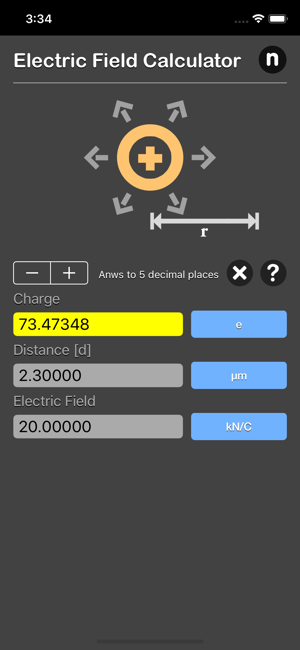 Electric Field Calculator iOS App for iPhone and iPad