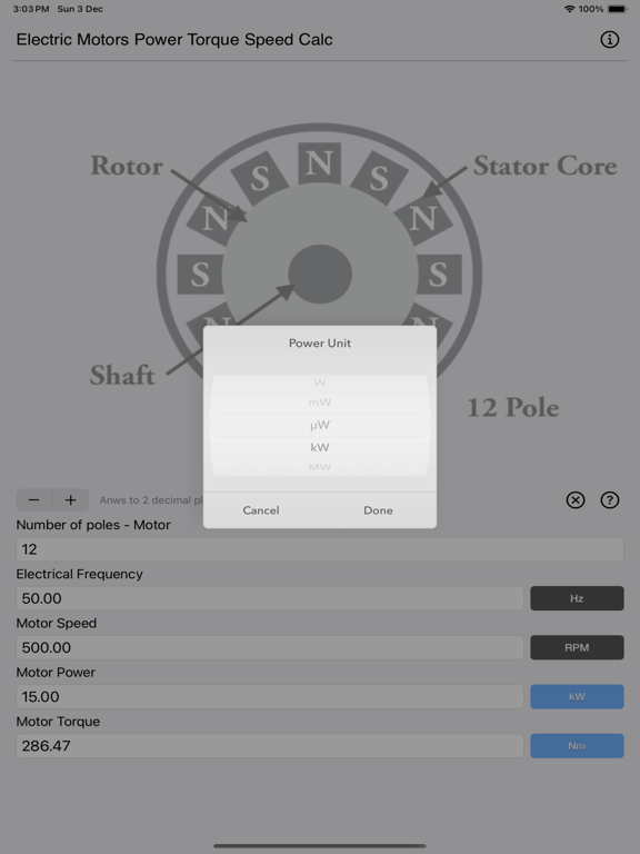 Electric_Motors_Speed_Calc iPadOS App Screenshot 2