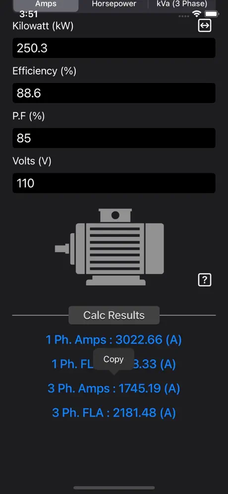 Electrical_Motor_Calculator iOS App Screenshot 2