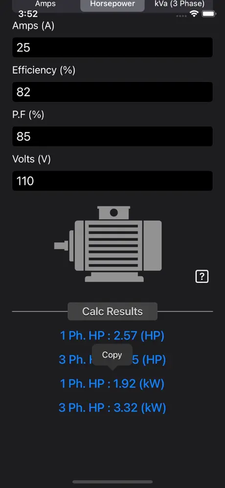 Electrical_Motor_Calculator iOS App Screenshot 4