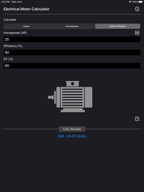 Electrical_Motor_Calculator iPadOS App Screenshot 3