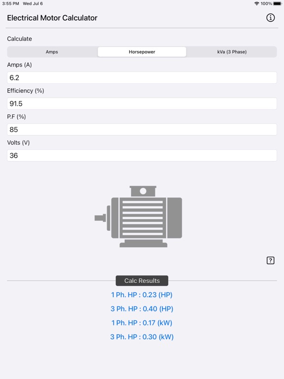 Electrical_Motor_Calculator iPadOS App Screenshot 9