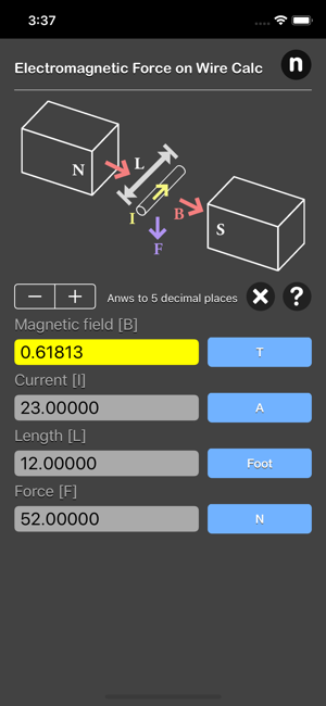Electromagnetic Force on Wire iOS App for iPhone and iPad