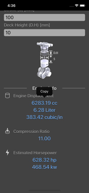 Engine Calculator Plus iOS App for iPhone and iPad