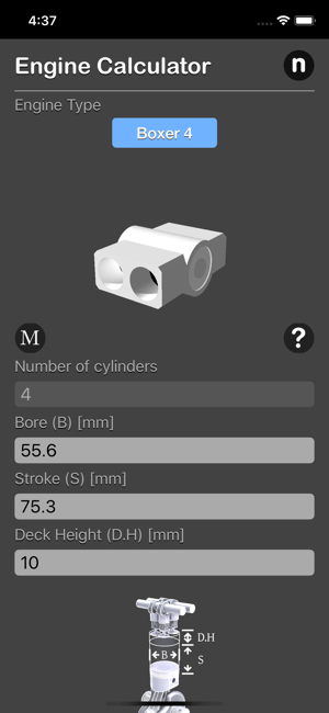 Engine Calculator Plus iOS App for iPhone and iPad