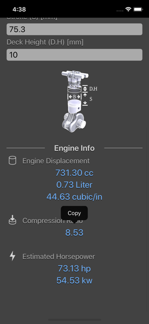 Engine Calculator Plus iOS App for iPhone and iPad