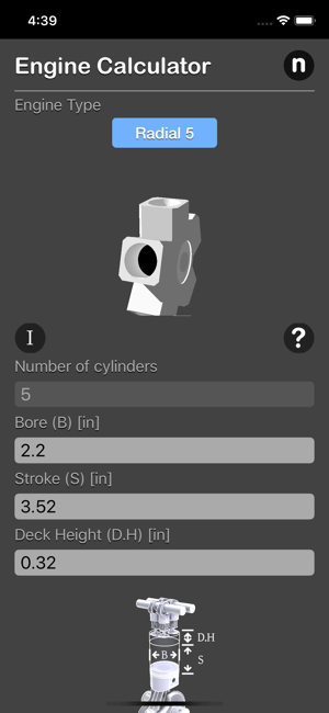 Engine Calculator Plus iOS App for iPhone and iPad