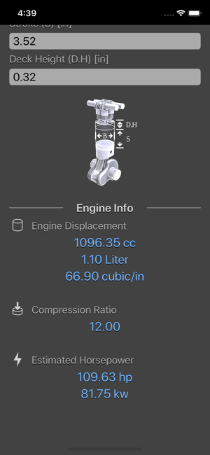 Engine Calculator Plus iOS App for iPhone and iPad