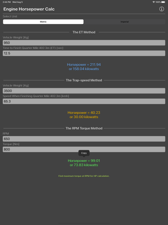 Engine_Horsepower_Calculator iPadOS App Screenshot 4
