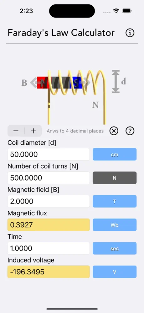 Faraday_s_Law_Calculator iOS App Screenshot 1